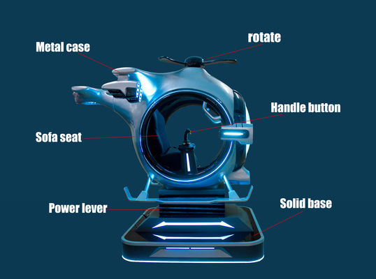 Customizable 9D VR Flight Simulator Helicopter Ride Machine | Fun Fighter by SKYFUN – 1 Player, 55+ Games, Thrustmaster Joystick, DPVR Headset, Mall & Arcade Use