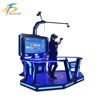 Mittelfase VR HTC Vive 9D Standing Game Plattform ️ Interaktiver Raum-Skala VR-Simulator mit 100+ Spielen, hochauflösendem VR-Headset, Münze oder Kartenzahlung für Arcades