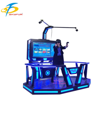Mittelfase VR HTC Vive 9D Standing Game Plattform ️ Interaktiver Raum-Skala VR-Simulator mit 100+ Spielen, hochauflösendem VR-Headset, Münze oder Kartenzahlung für Arcades