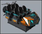 Fun Chariot 6-Sitzes VR-Kinosimulator. Multiplayer 9D-Bewegung mit Kurbelstruktur, doppelfarbigen LED-Leuchten, 20+ exklusiven Spielen und DPVR-Brillen