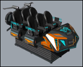 Fun Chariot 6-Sitzes VR-Kinosimulator. Multiplayer 9D-Bewegung mit Kurbelstruktur, doppelfarbigen LED-Leuchten, 20+ exklusiven Spielen und DPVR-Brillen